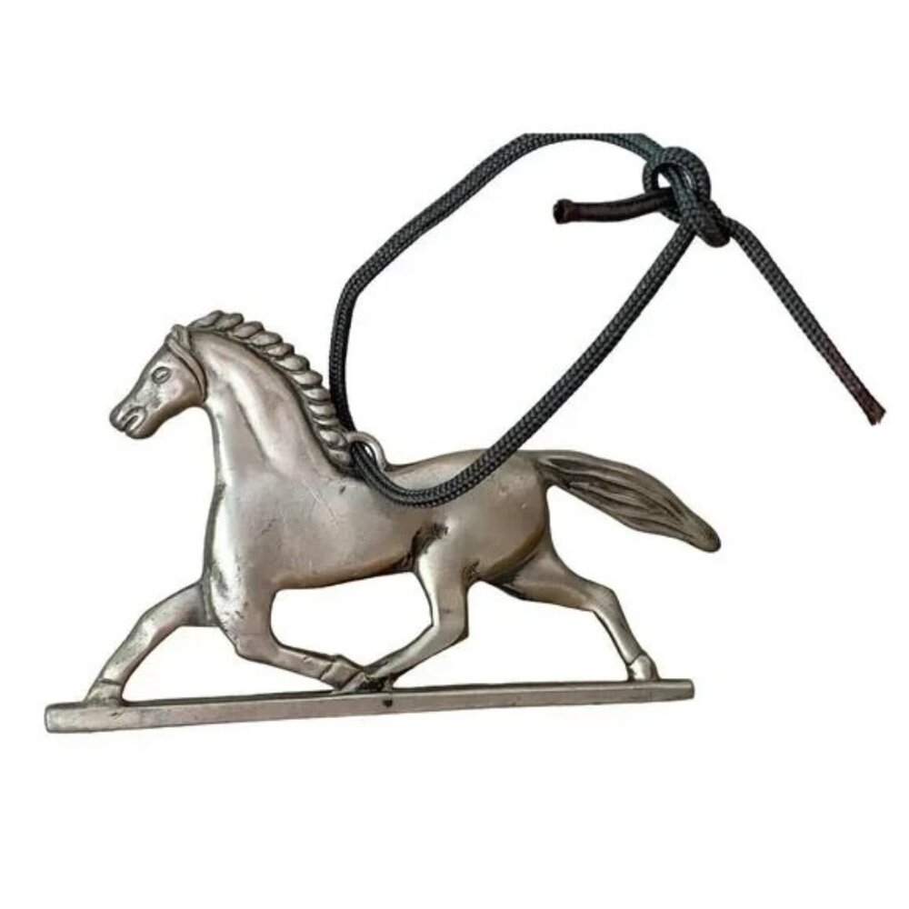 Reed And Barton Pewter Running Horse Ornament AARFAC Stamp Folk Art Weathervane